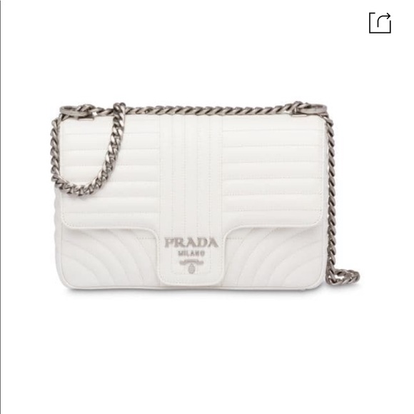 Prada Handbags - Prada diagramme white medium silver bag purse